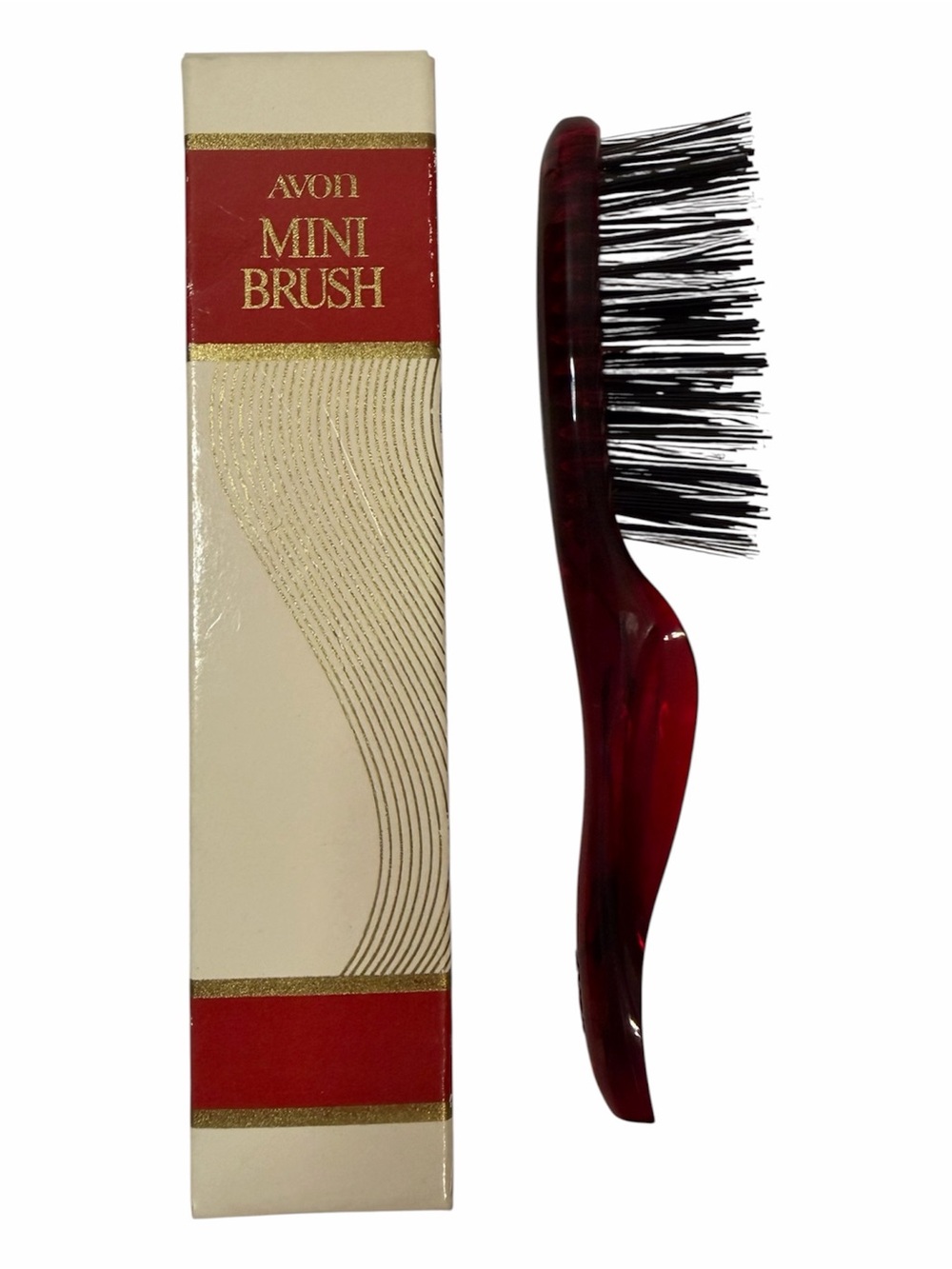1970’s Avon Mini Bush Travel Hair Brush - Vintage New in Box - Red